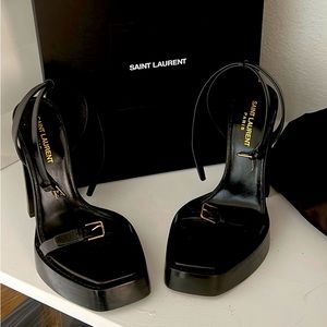 YSL Platz Leather platform sandals